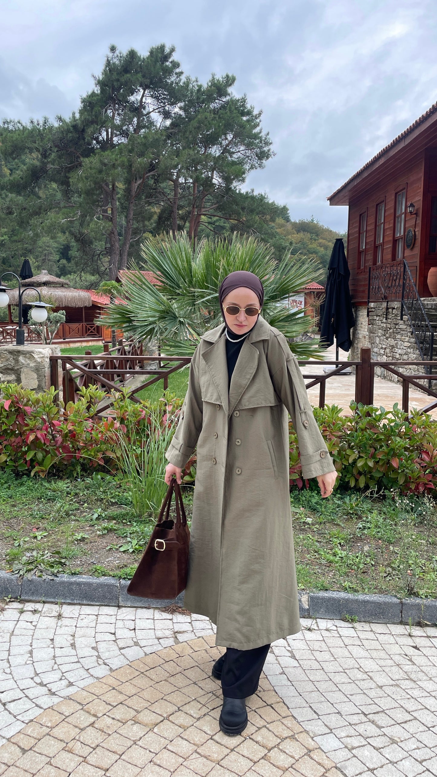 Apoletli Premium Trençkot Haki