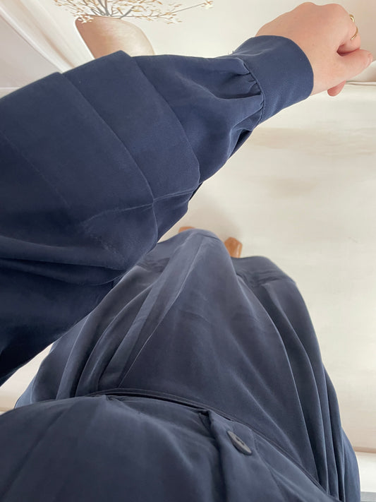 Robalı Koton Elbise Lacivert