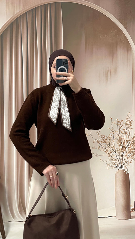 Flar Tasarım Peluş Kazak Acı Kahve