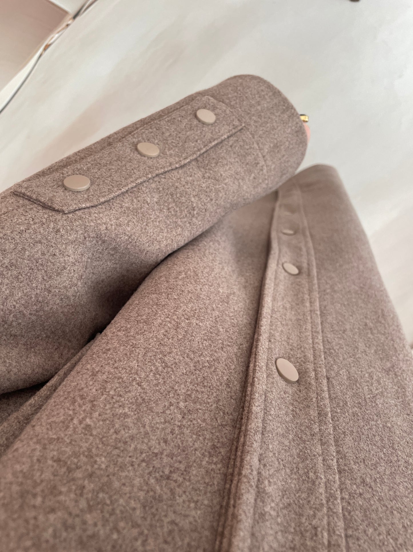 Tam Boy Premium Kapüşonlu  Kaşe Kaban Bej