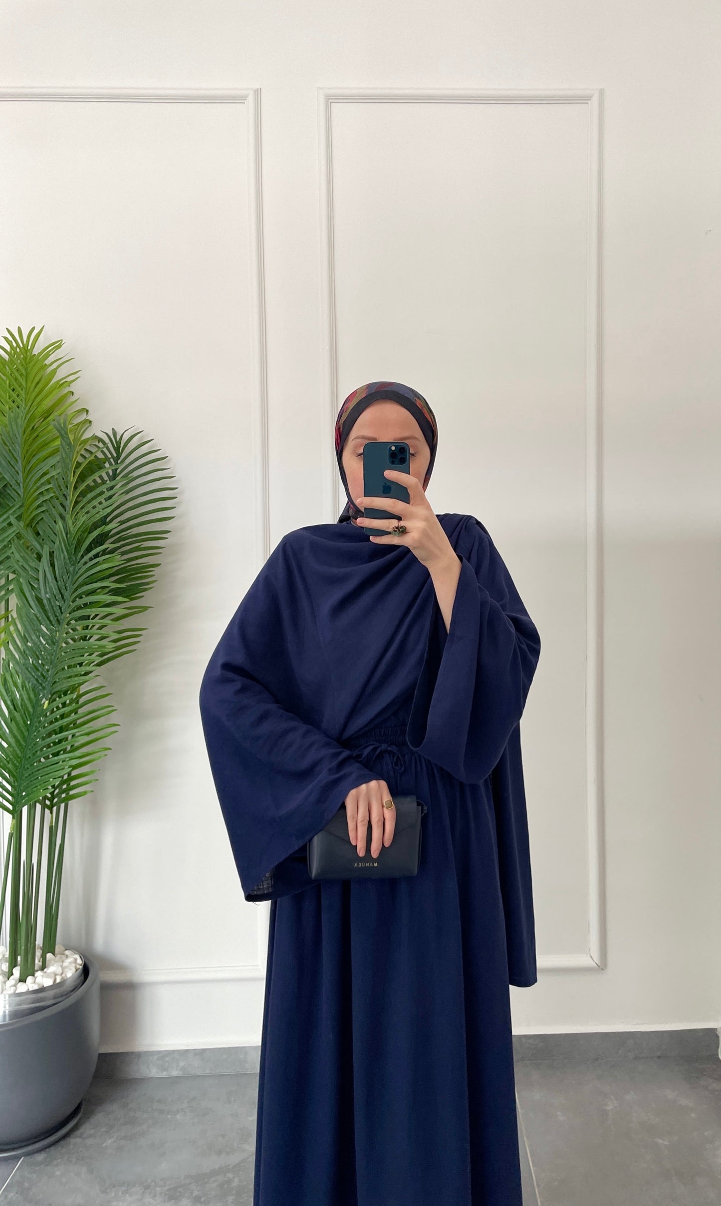 Pelerin Tasarım Ham Keten Etekli Takım-Lacivert