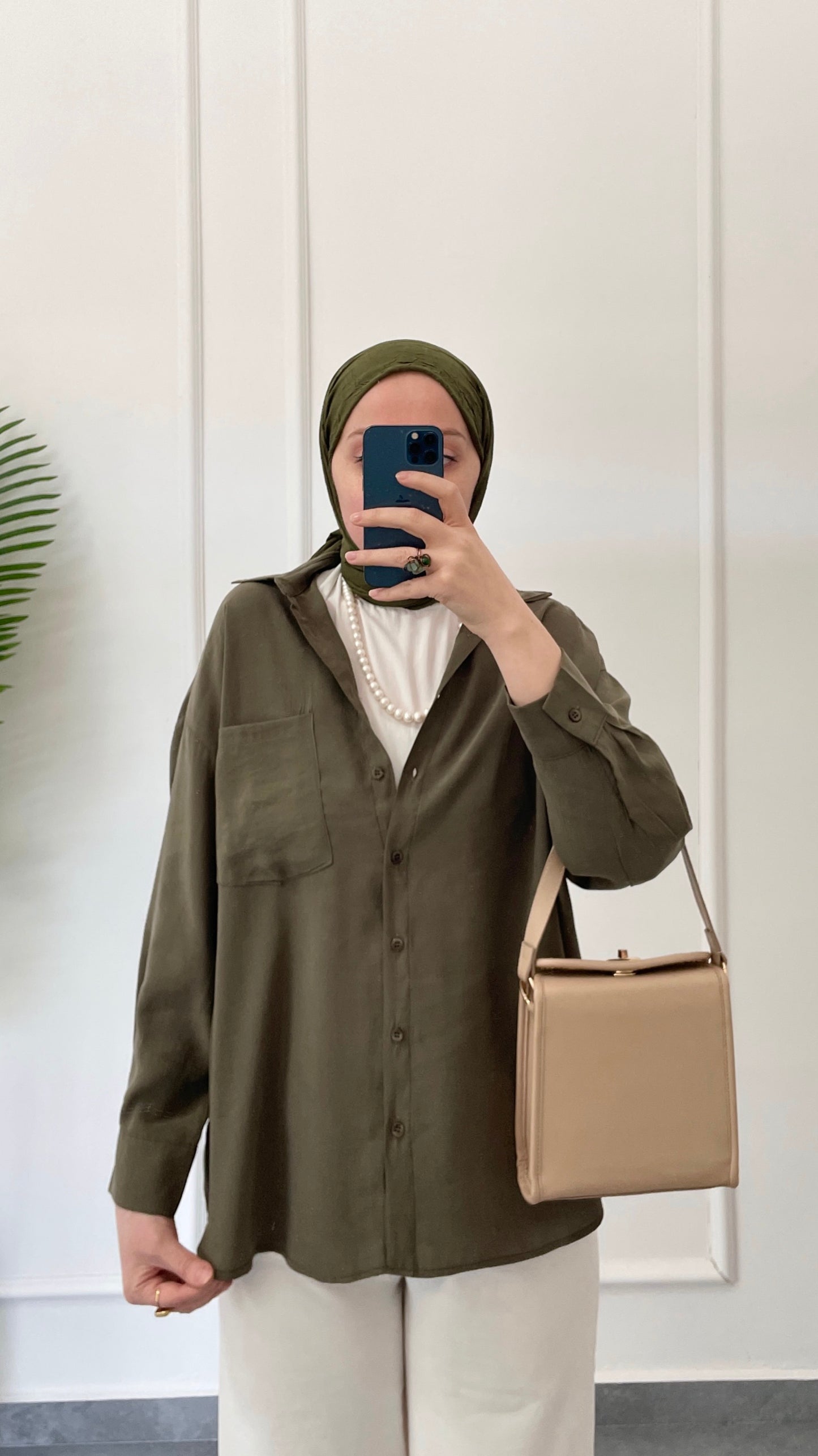 Basic Tencel Gömlek-Haki