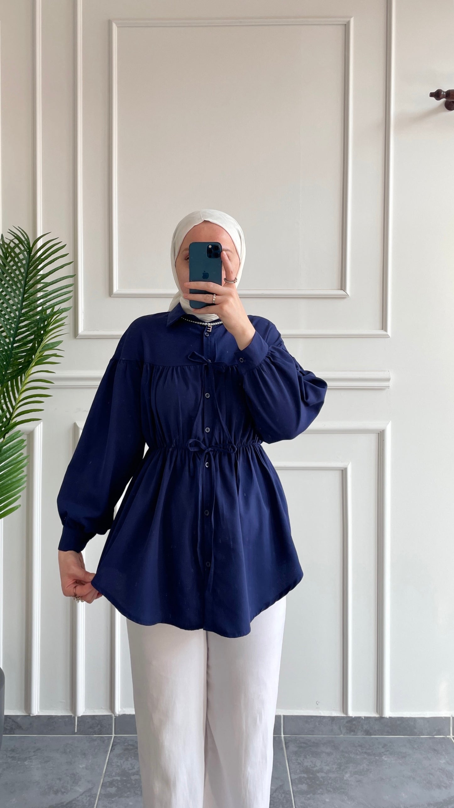 Fiyonklu Pinterest Gömlek-Lacivert