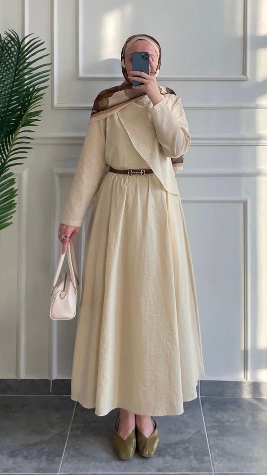 Maria Drapeli Etekli Takım Soft Sarı