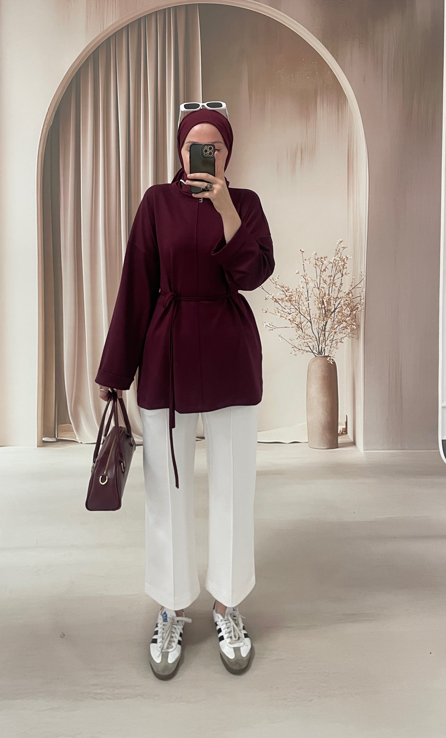 Yırtmaçlı Oysho Sweatshirt Bordo