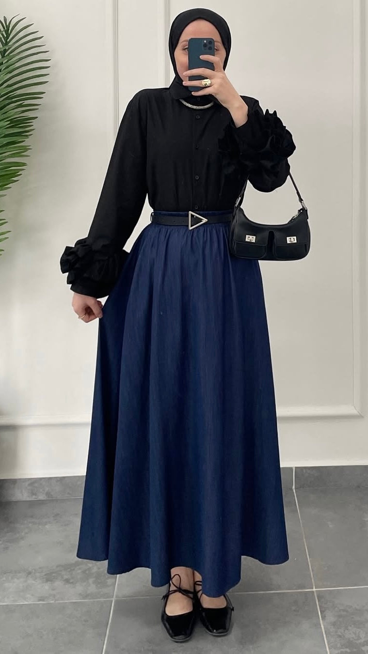 Tencel Denim Kloş Etek