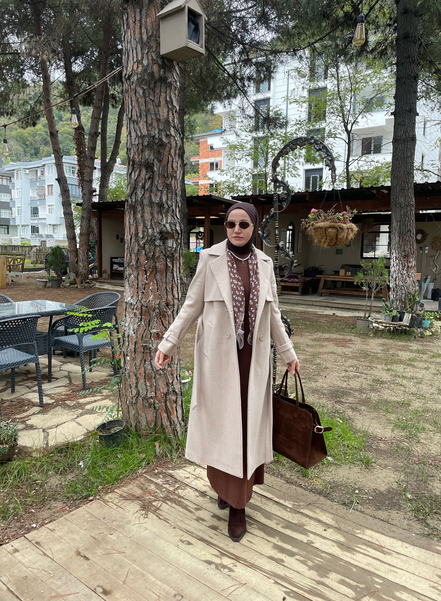 Klasik Kaşe Kaban Bej