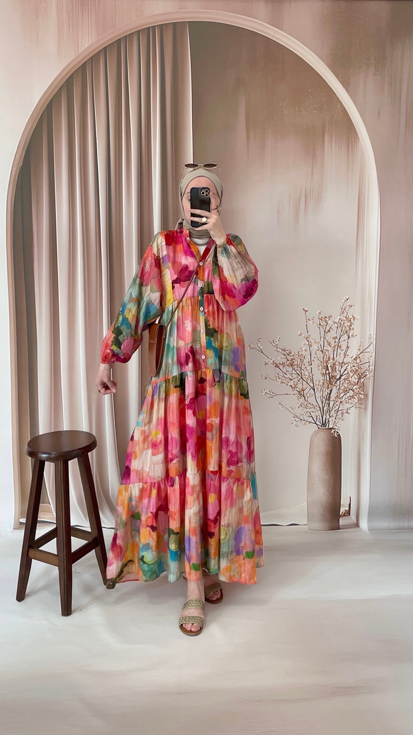 Mango Sulu boya Desen Elbise