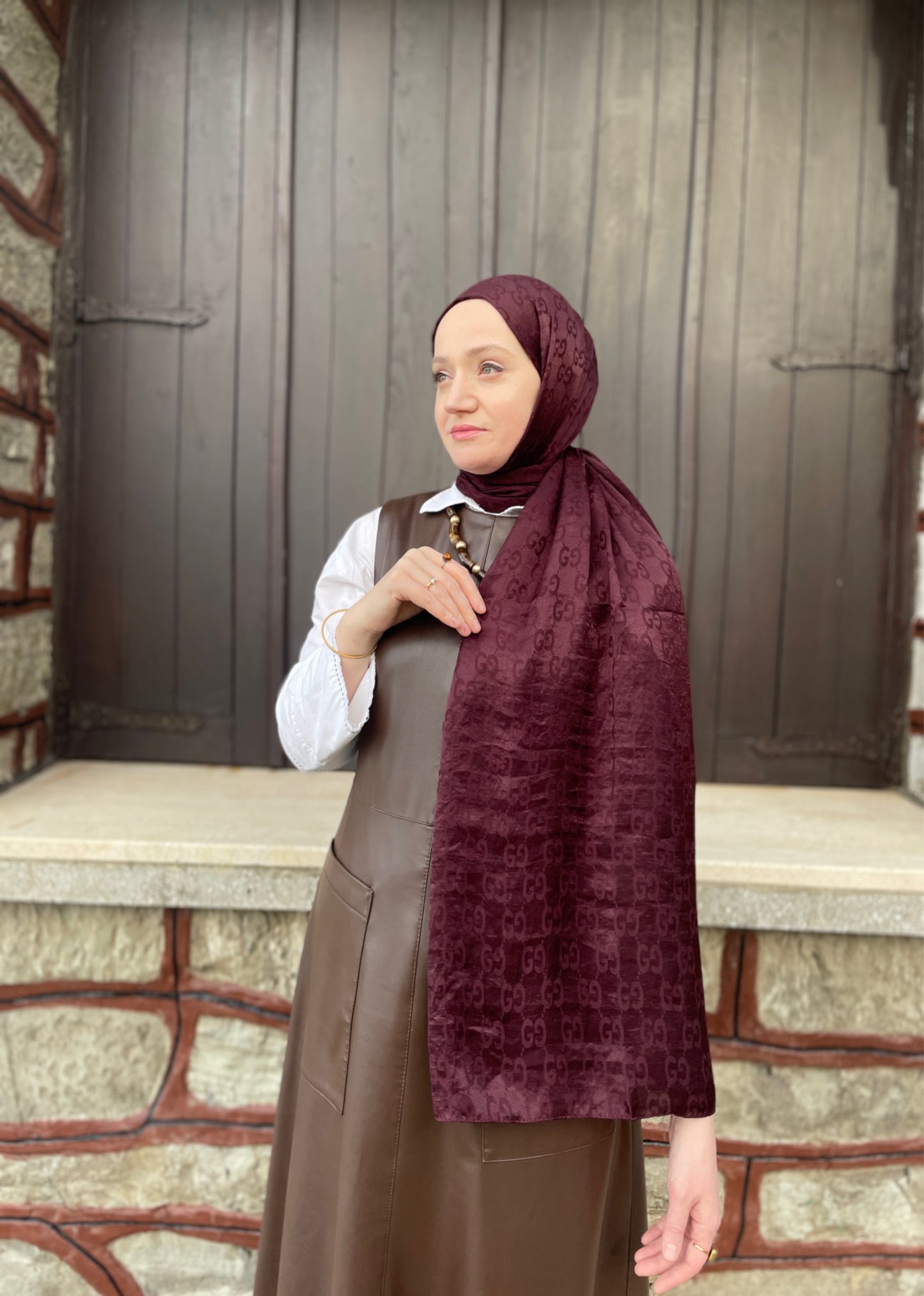 G desen AYROBİN JAKAR ŞAL BORDO