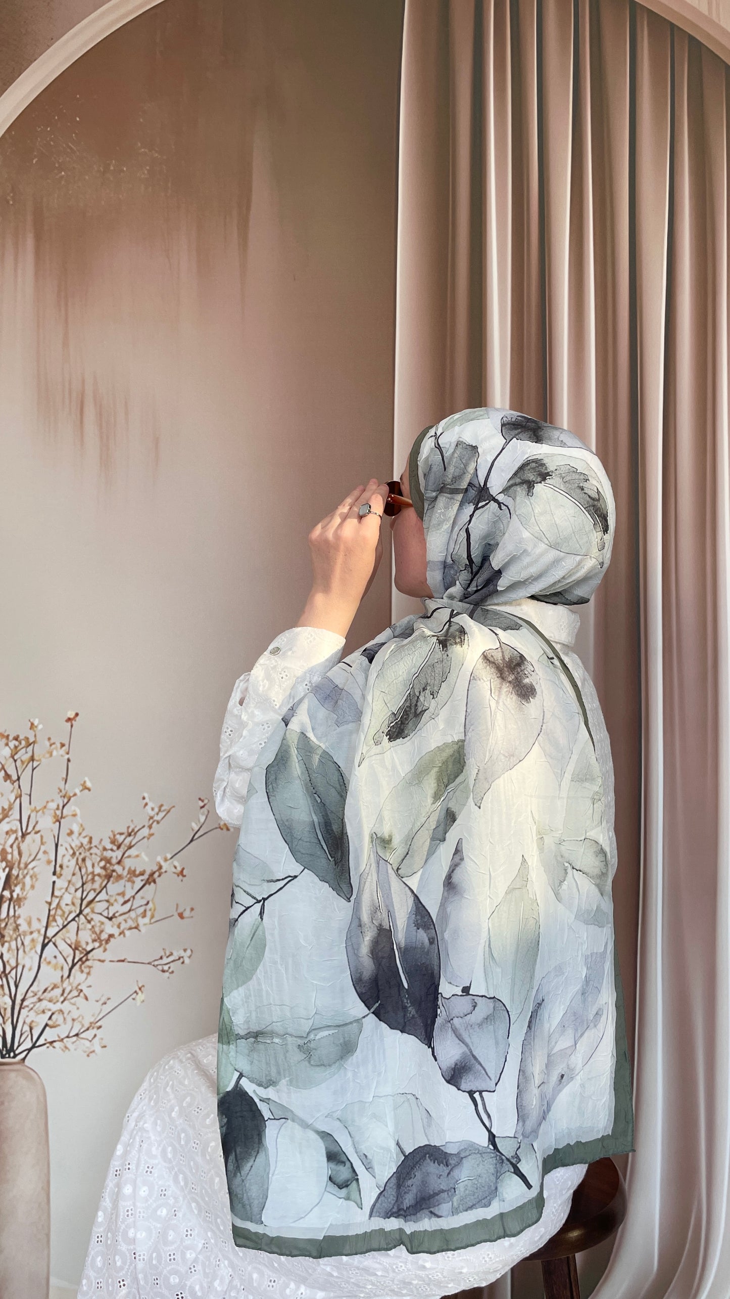 Yaprak Desen Bambu Soft Kraş Çağla Yeşili