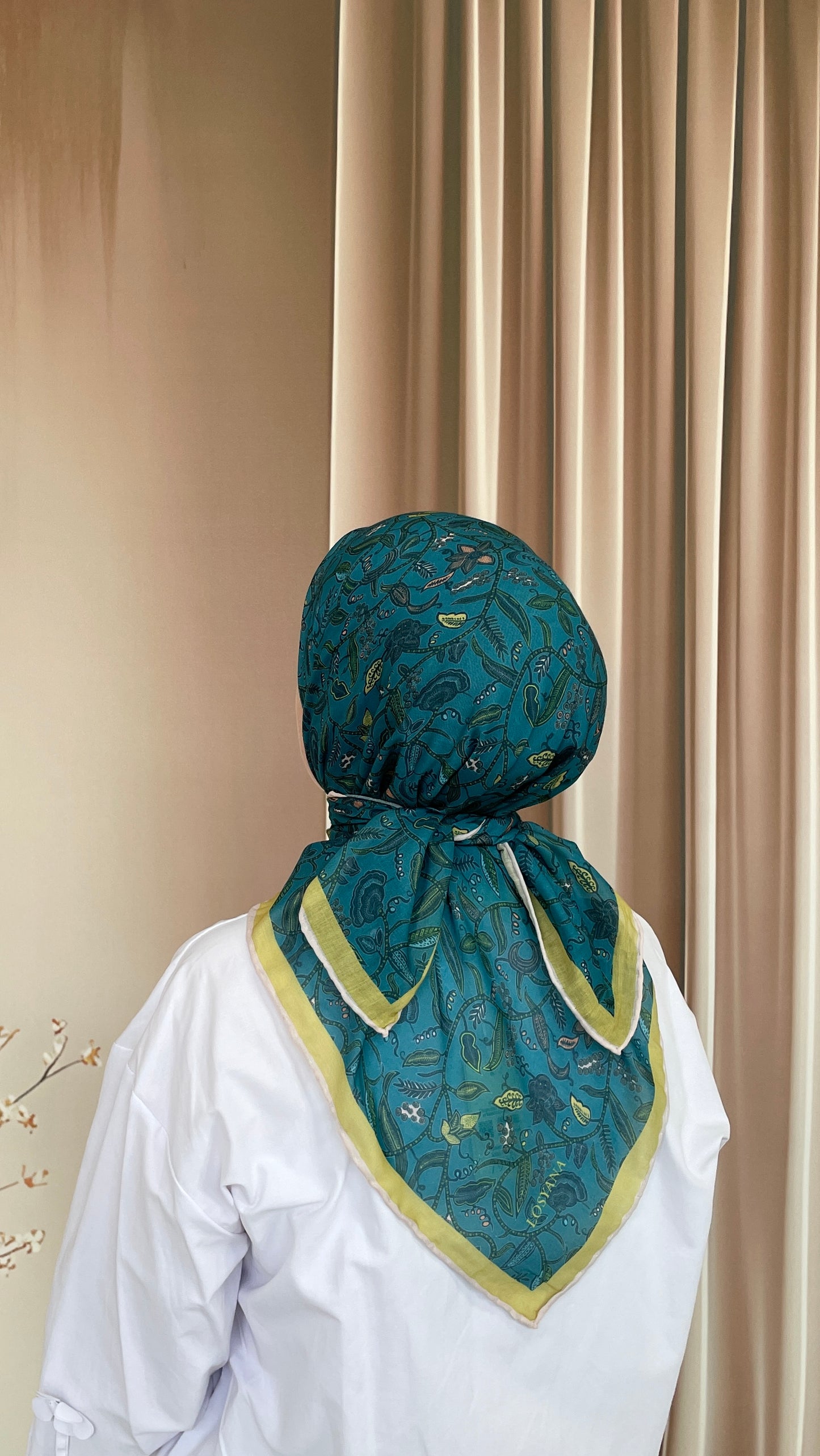 Sarmaşık Desen Pamuk Soft  Eşarp Turkuaz