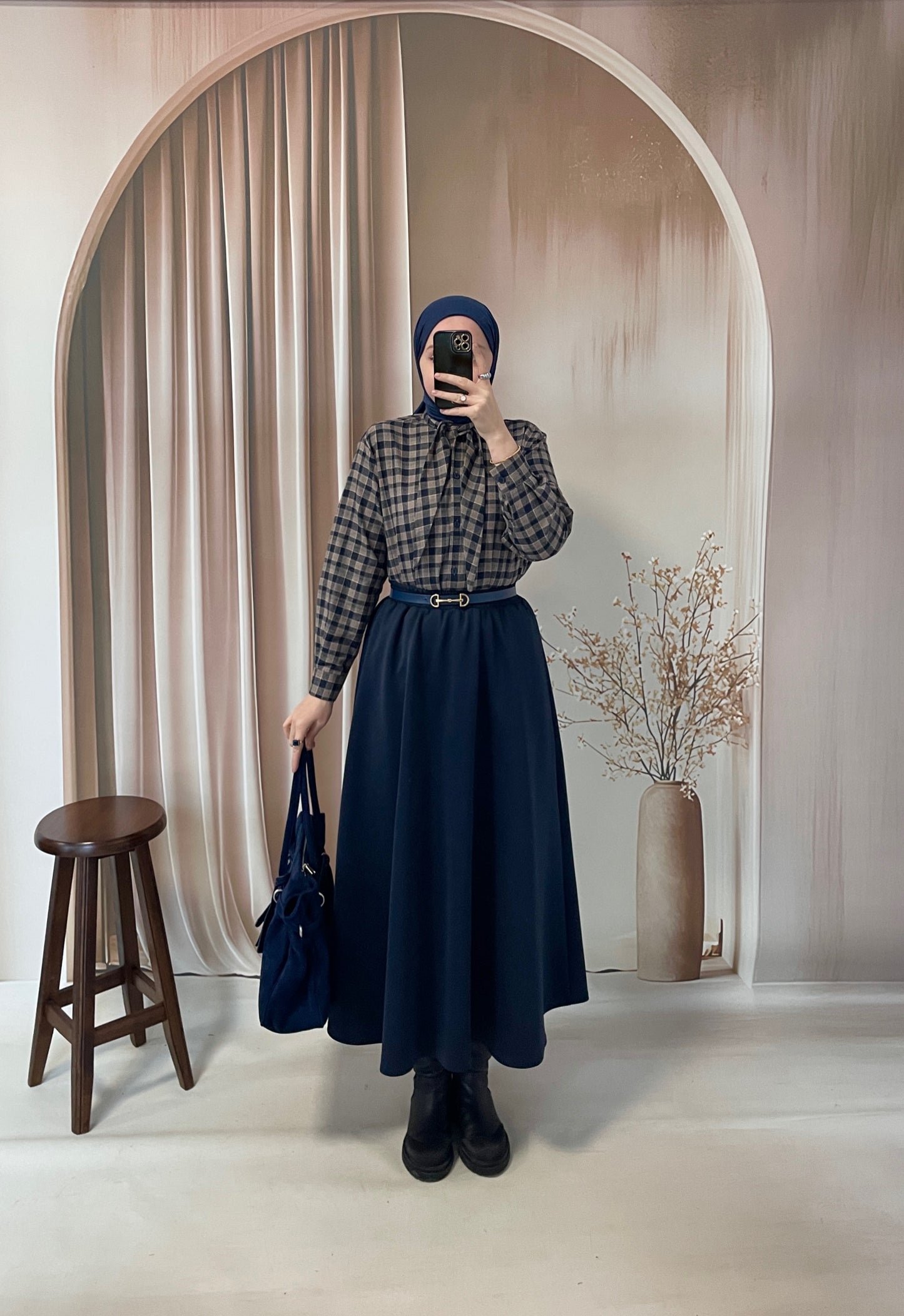 Ekose Desen Fular Tasarım Gömlek Laci&Vizon