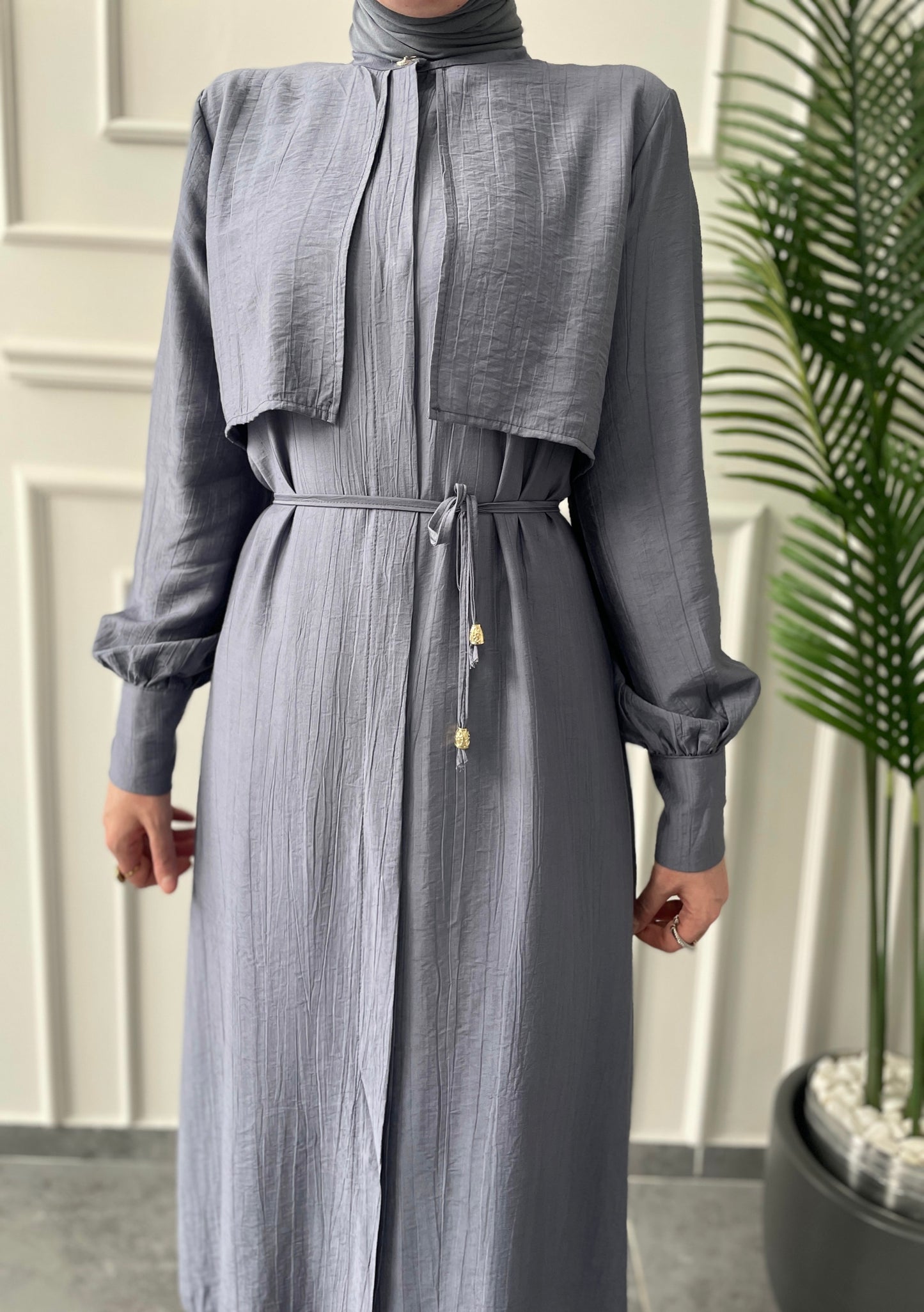 Çilek Kumaş Tunikli Takım-İndigo