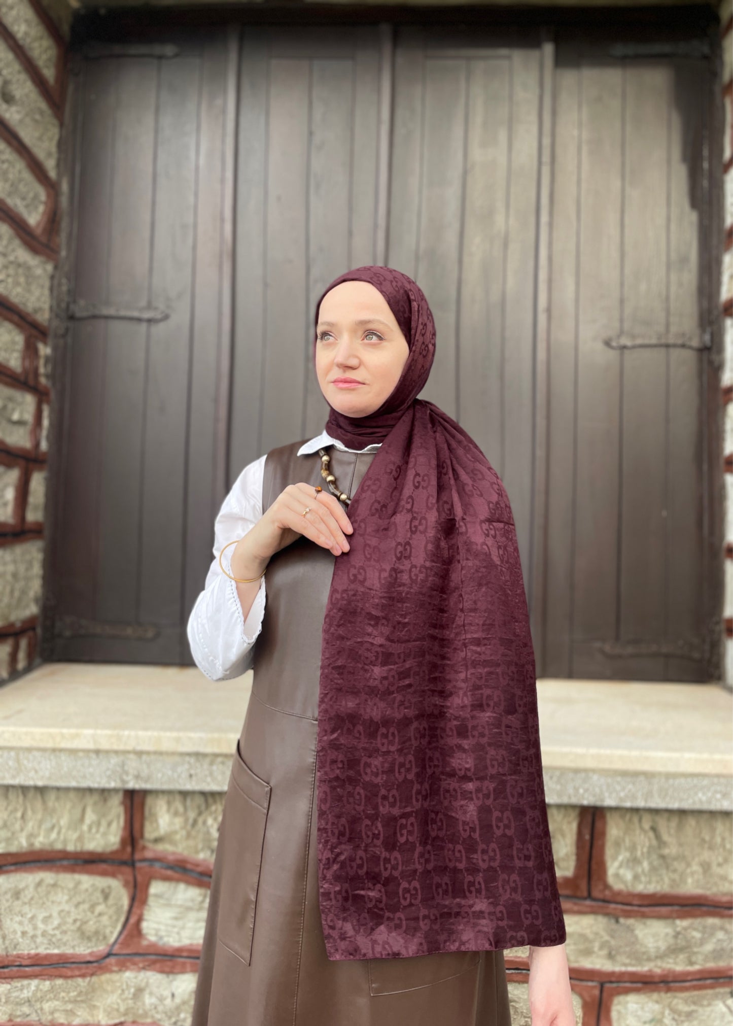 G desen AYROBİN JAKAR ŞAL BORDO