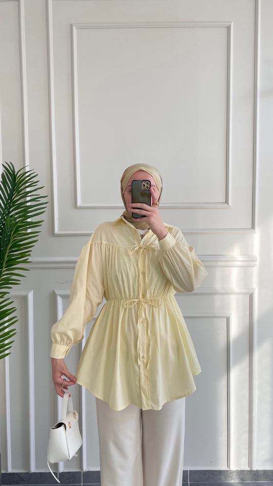 Fiyonklu Pinterest Gömlek-Soft Sarı