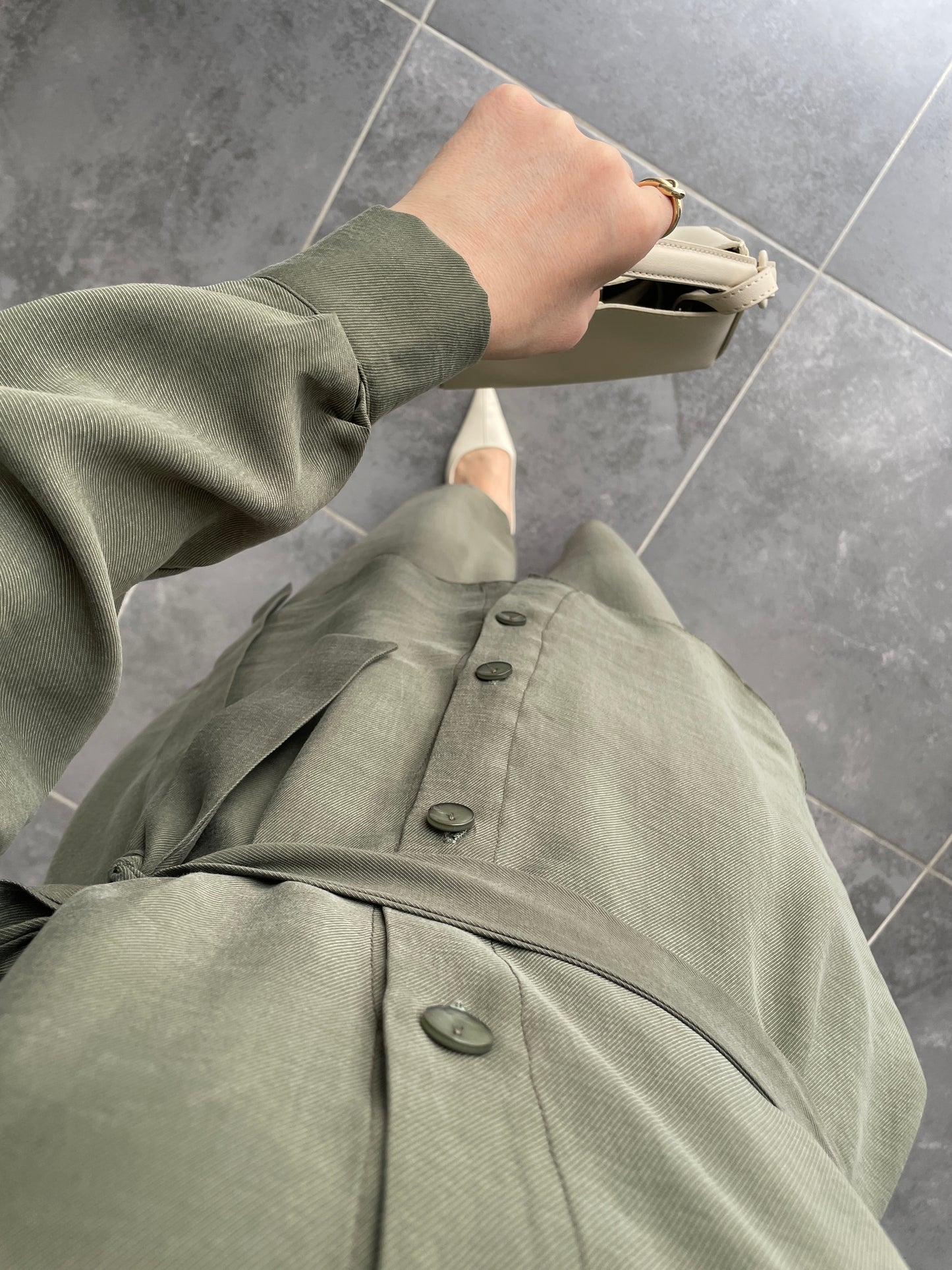 Tencel Keten Etek Pantolonlu Takım-Haki