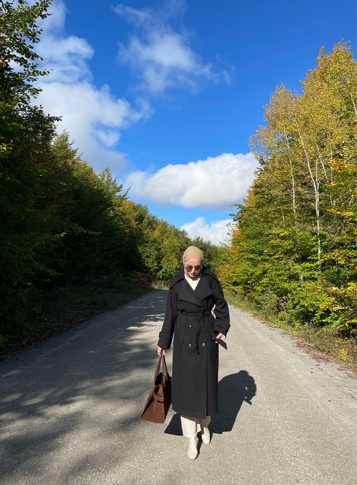 Kruvaze Yaka Premium Kaşe Kaban Siyah