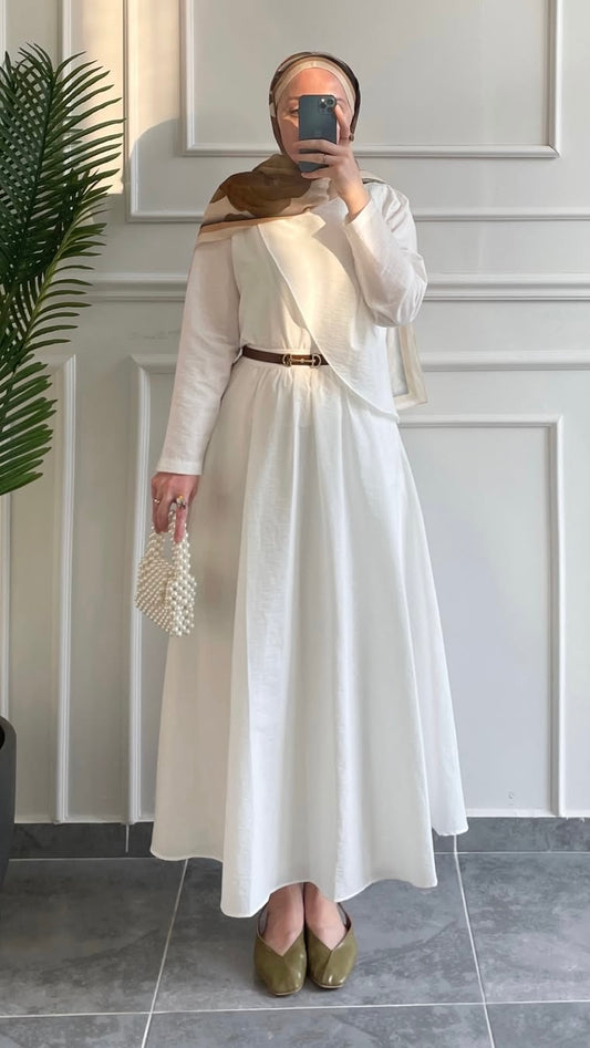 Maria Drapeli Etekli Takım Beyaz