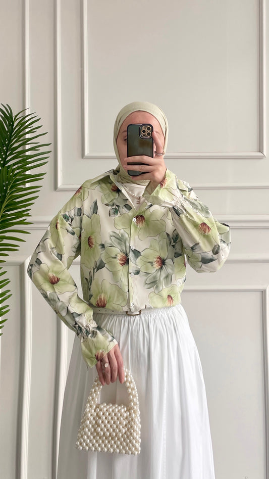 Sofia Kollar Volanlı Pamuk Saten Gömlek