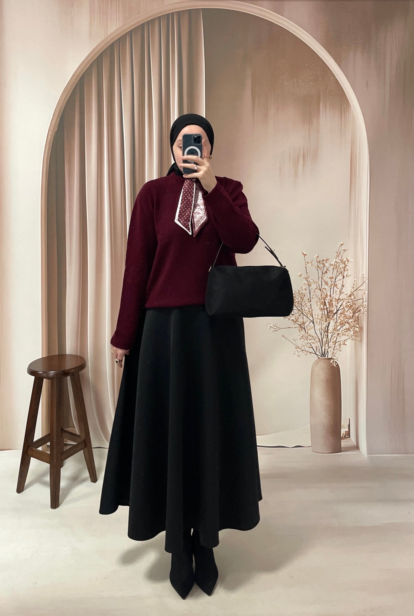 Flar Tasarım Peluş Kazak Bordo