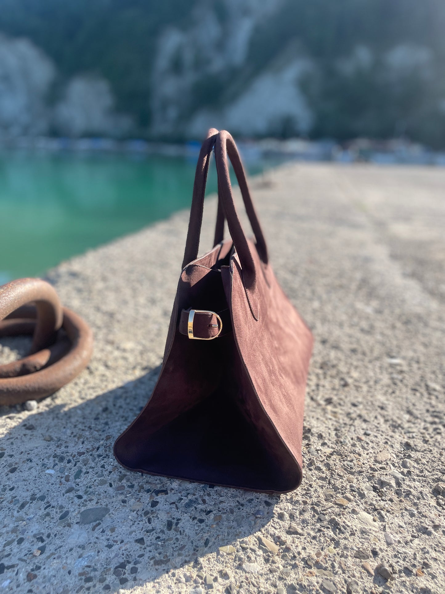 Büyük Boy Viral Süet Çanta Acı Kahve