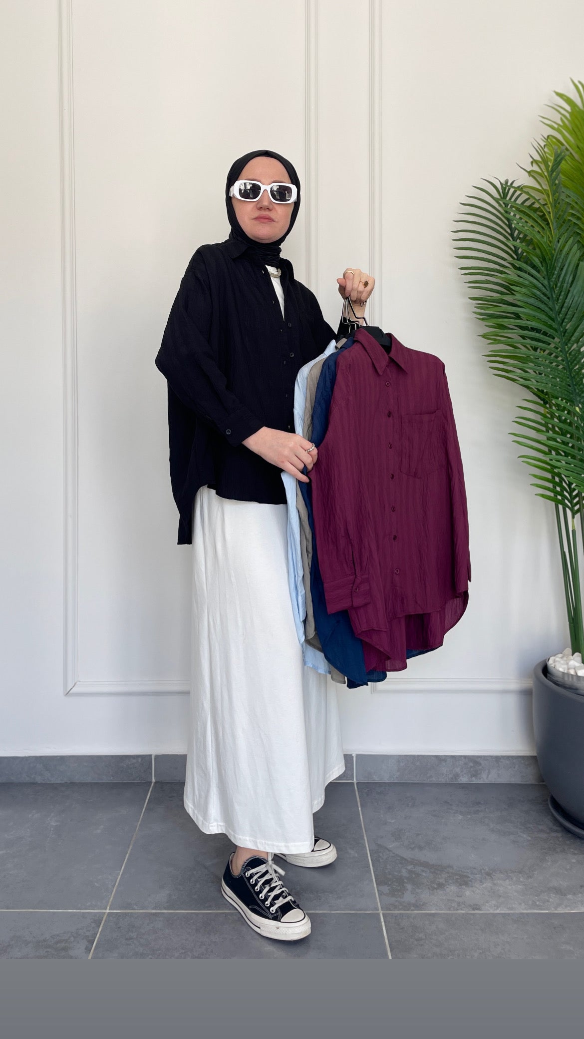 Çilek Kol Tasarım Gömlek-Lacivert