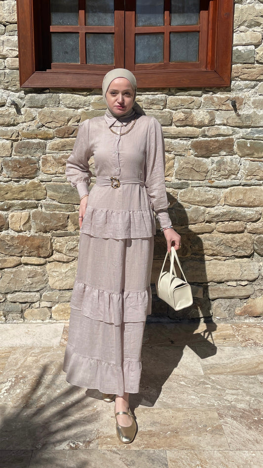 LAVİNYA Kat Kat Elbise Taş