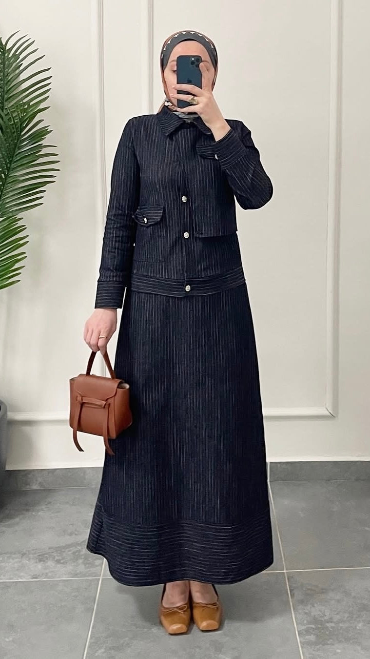 Denim Ceket&Etek Takım