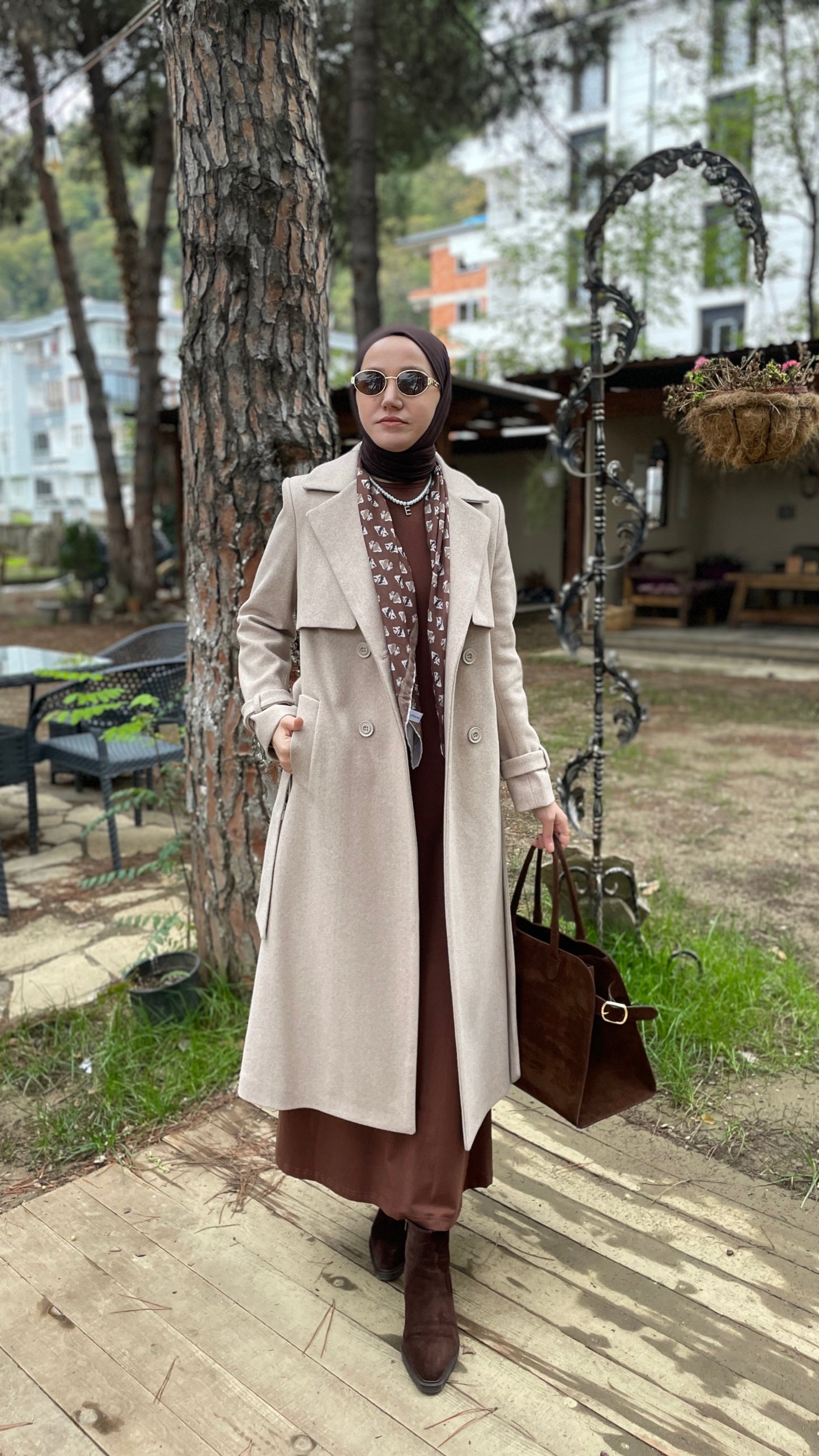 Klasik Kaşe Kaban Bej