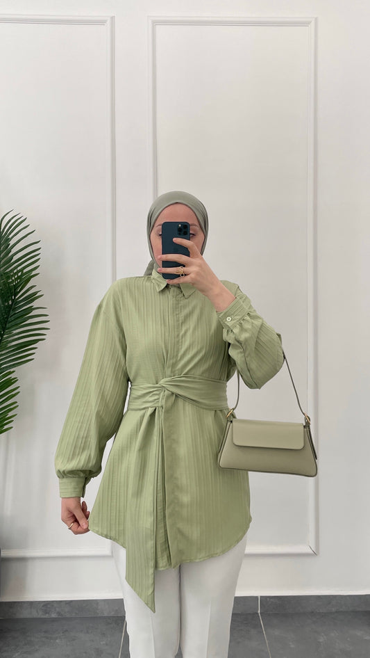 Bel Bağlama Tasarım Gömlek-Çağla