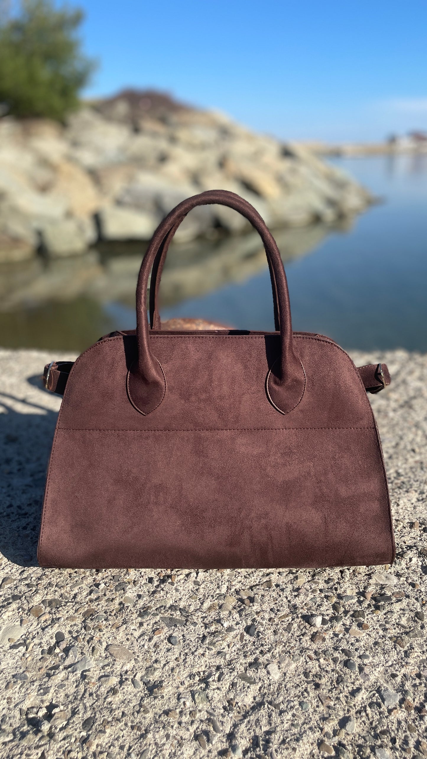 Büyük Boy Viral Süet Çanta Acı Kahve