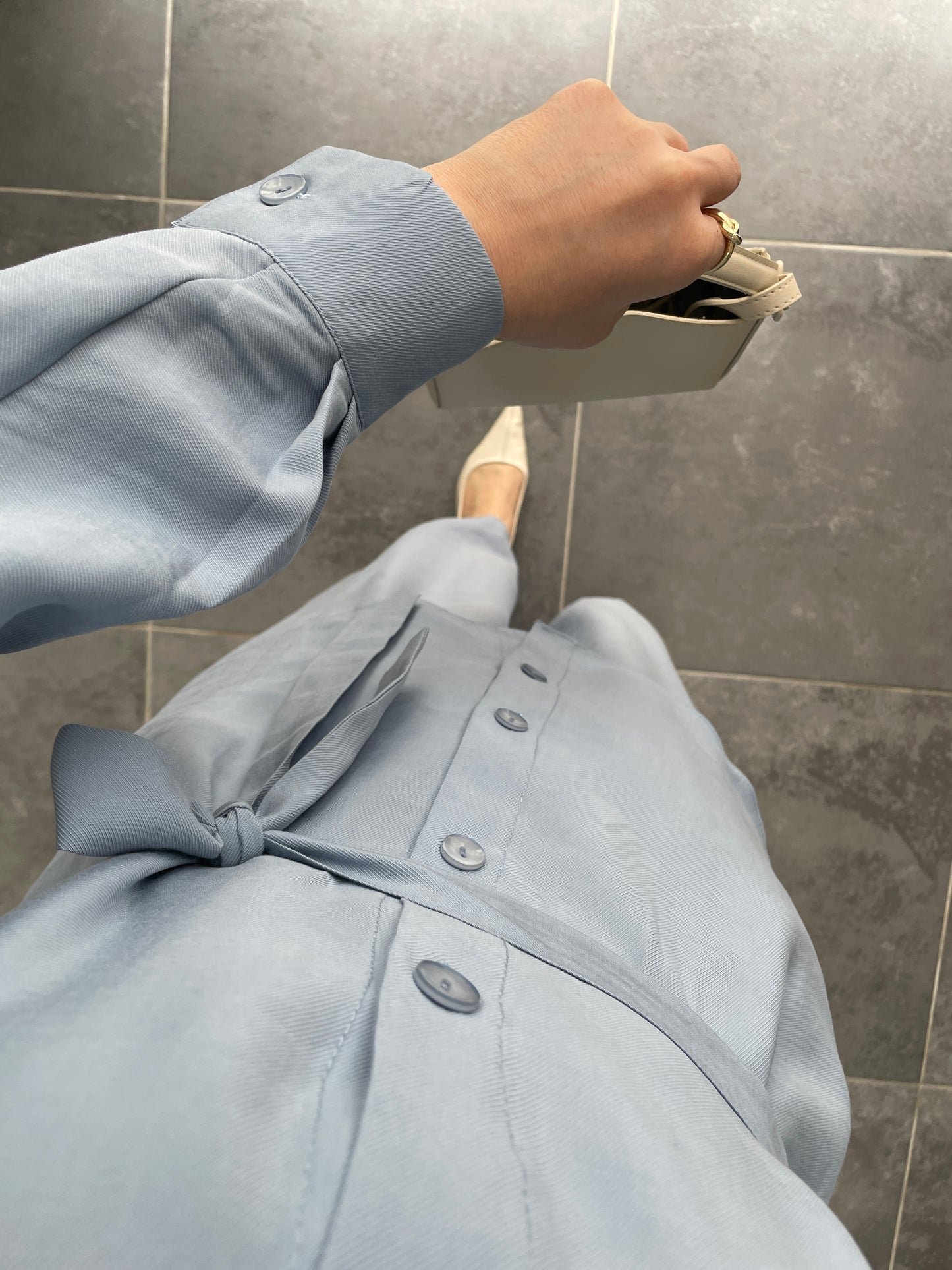 Tencel Keten Etek Pantolonlu Takım Mavi