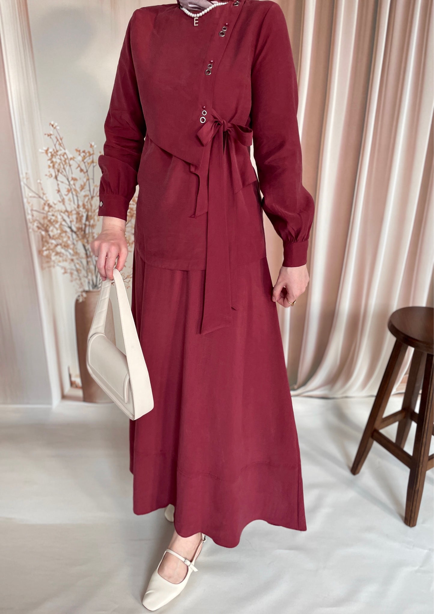 Kuş gözü tasarım Etekli Takım-Tarçın