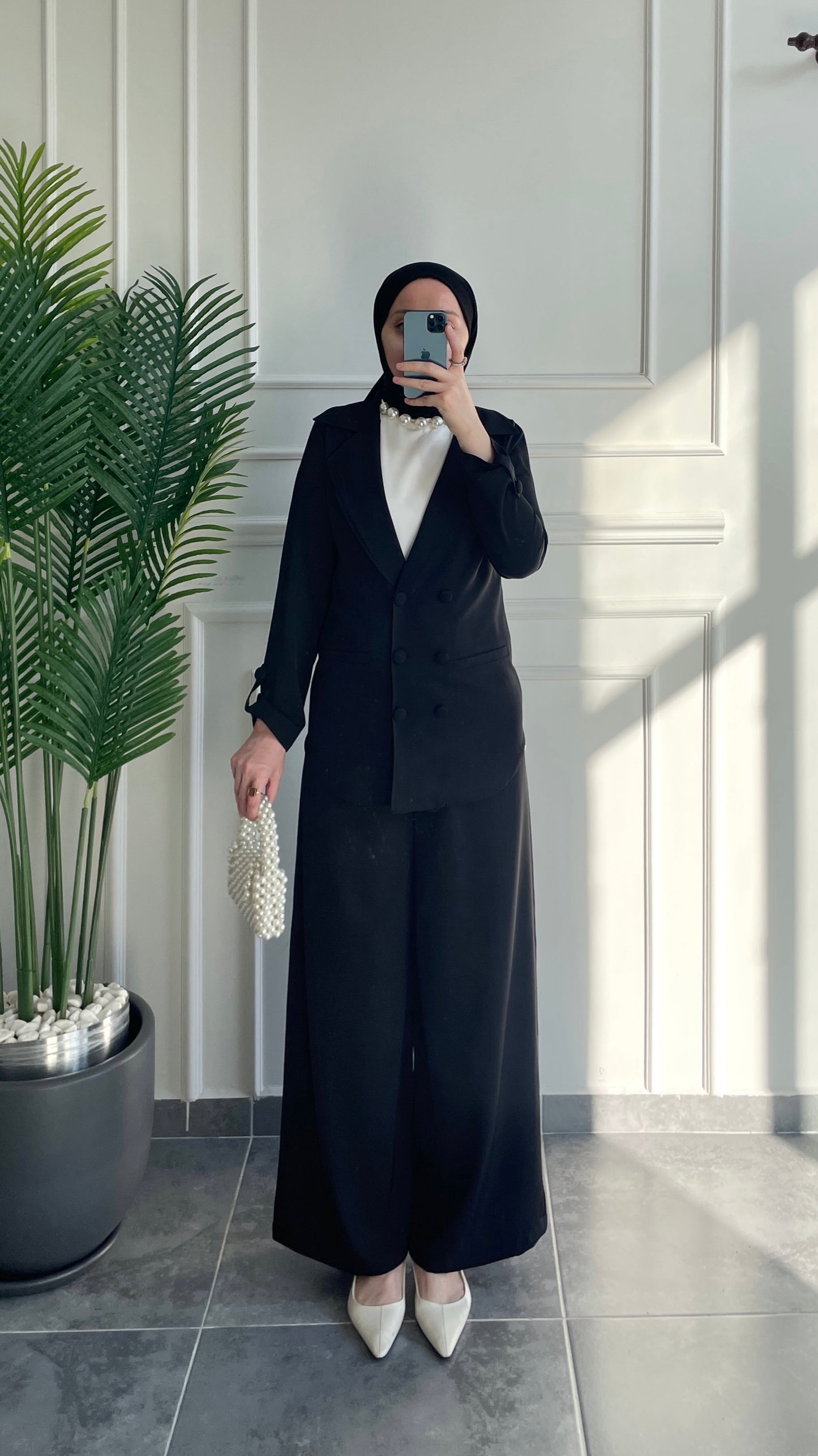 Ceket Etek Pantolon&İçlik 3’lü Takım-Siyah