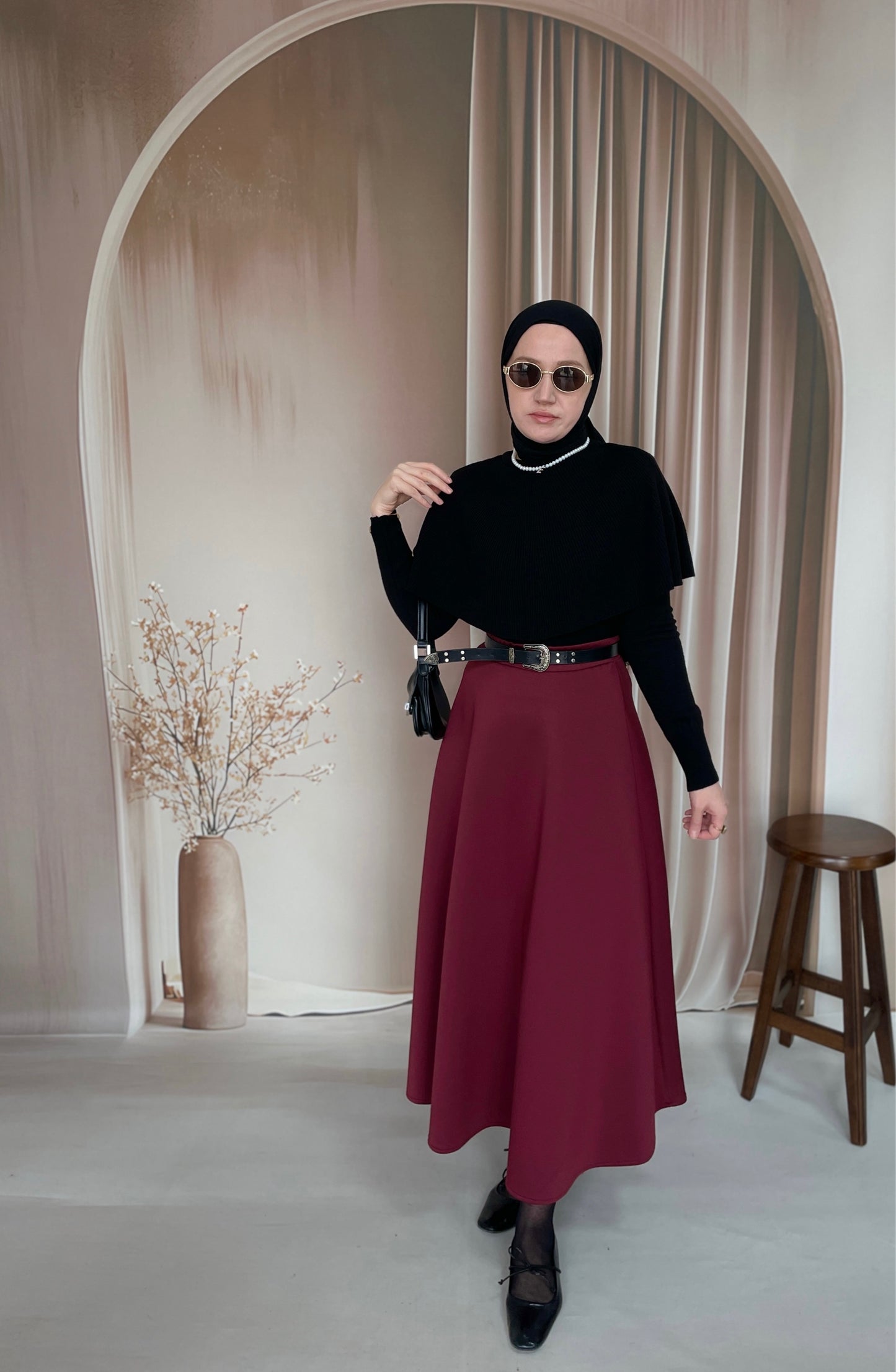 Pelerin Tasarım Kazak Siyah