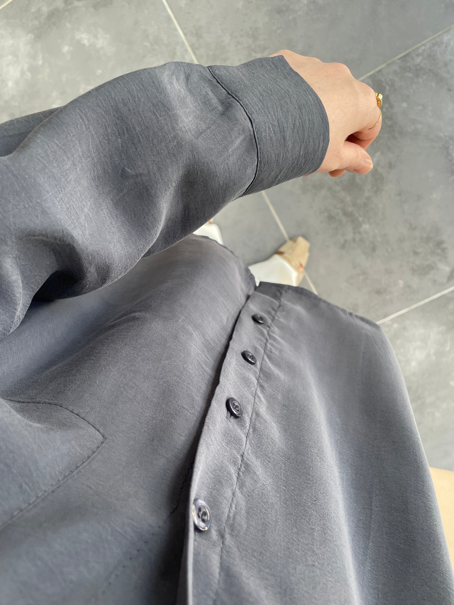 Basic Tencel Gömlek-Antrasit