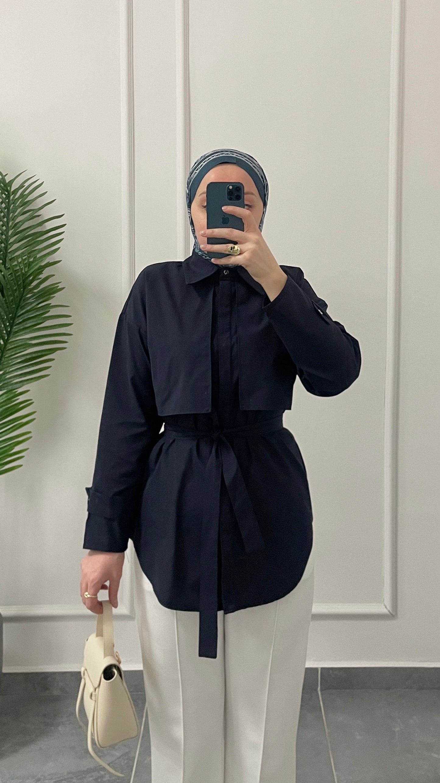 Ceket Tasarım Poplin Gömlek-Lacivert