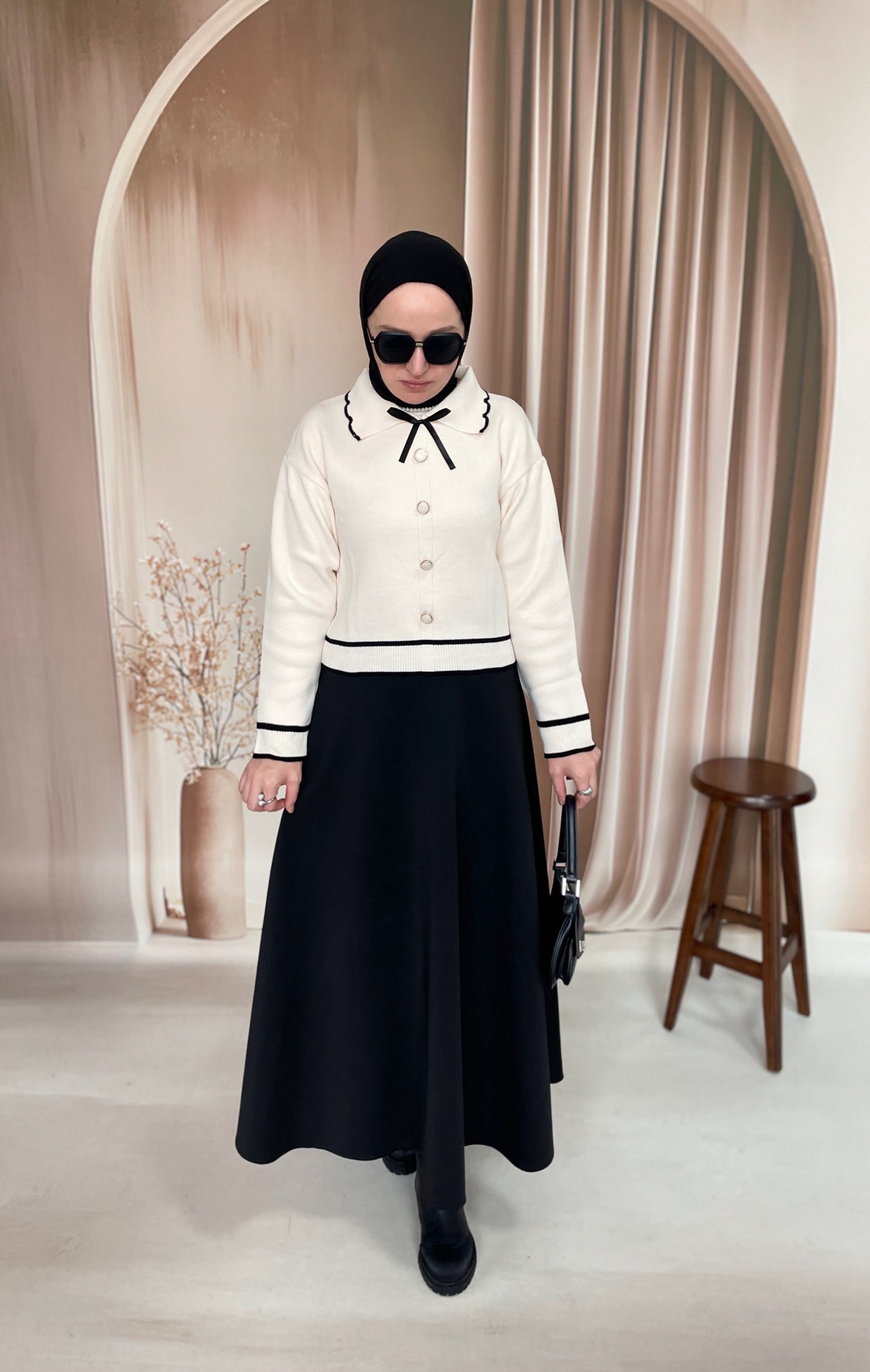 Bebe Yaka Retro Touch Kazak Ekru