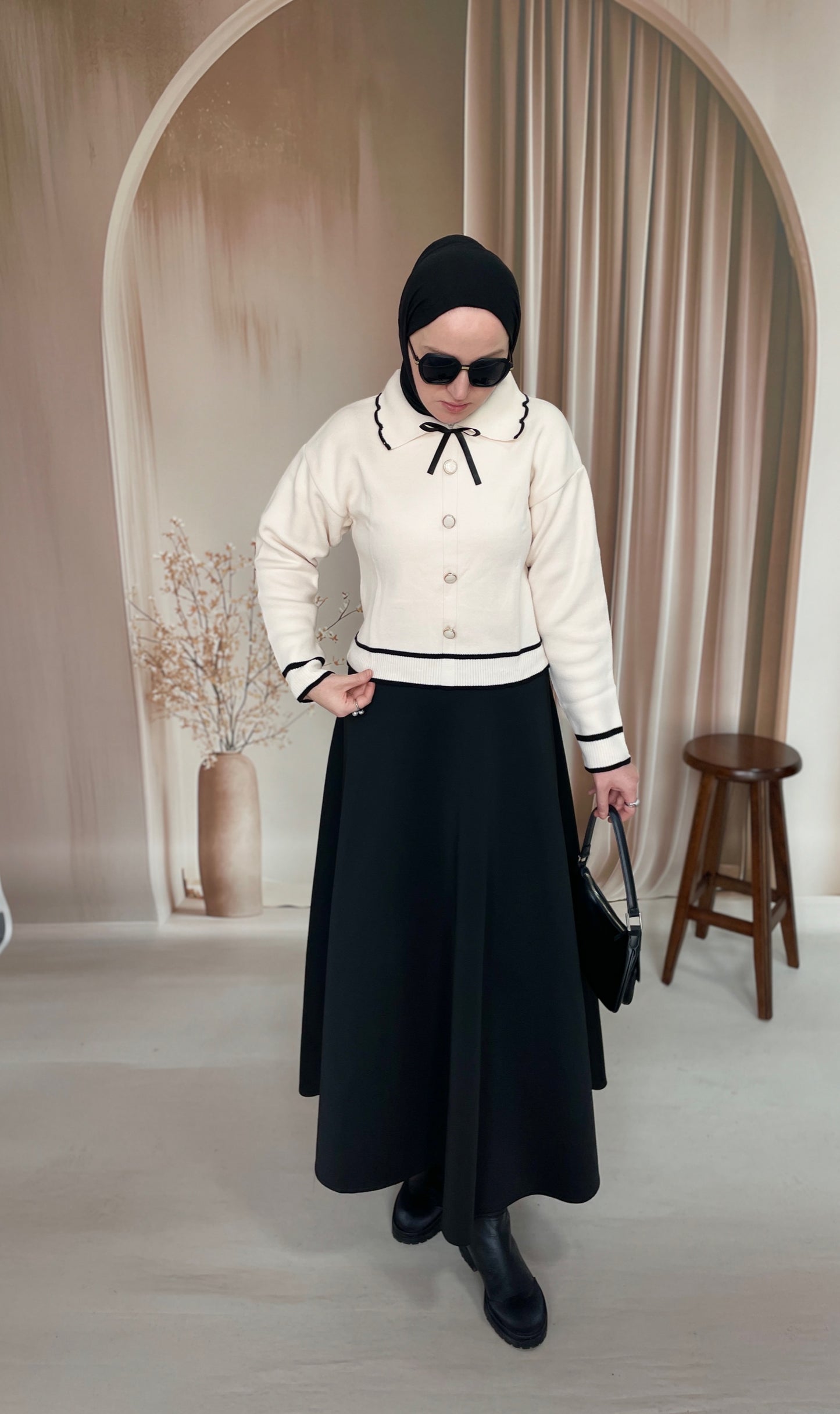 Bebe Yaka Retro Touch Kazak Ekru