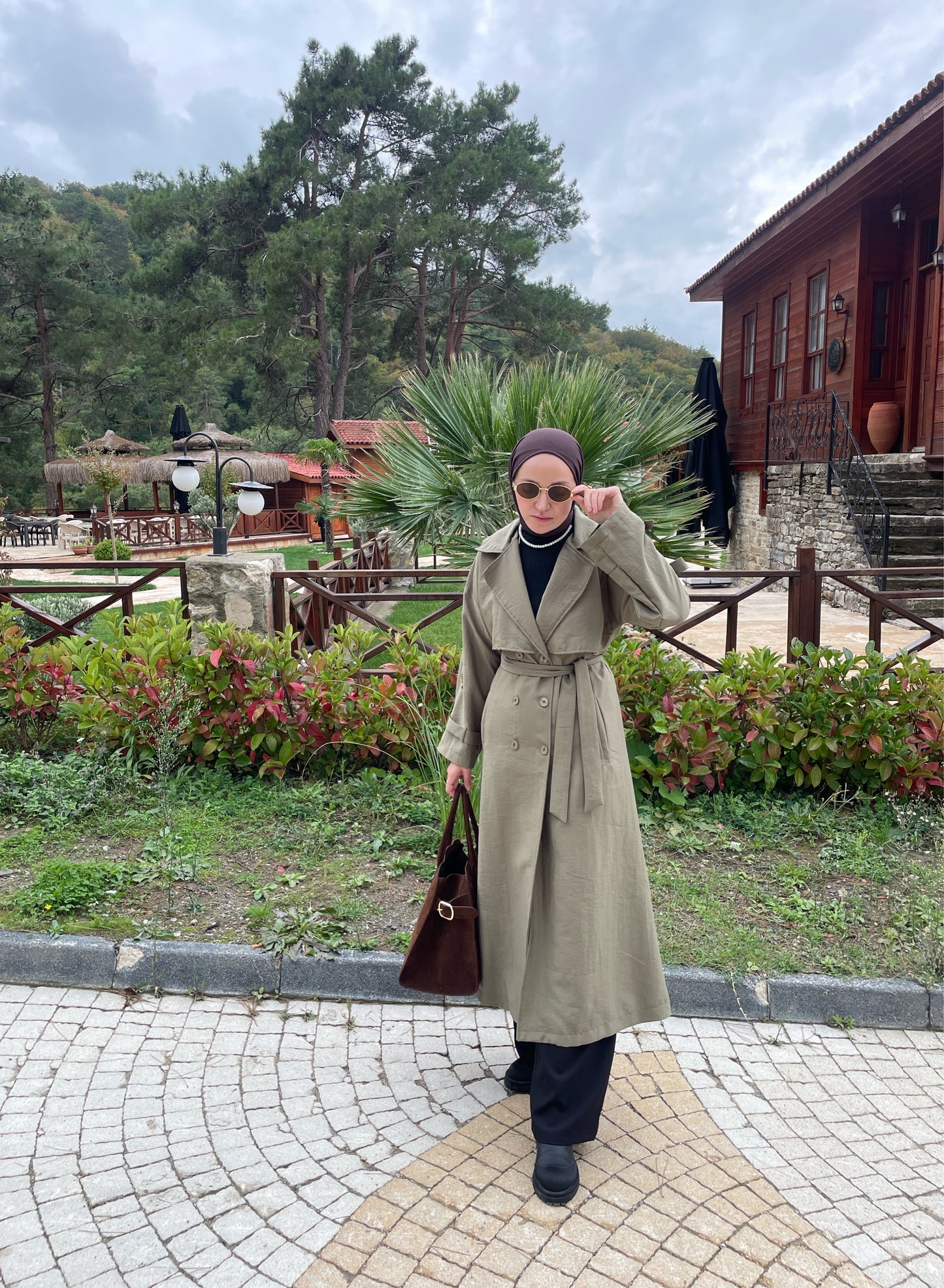 Apoletli Premium Trençkot Haki