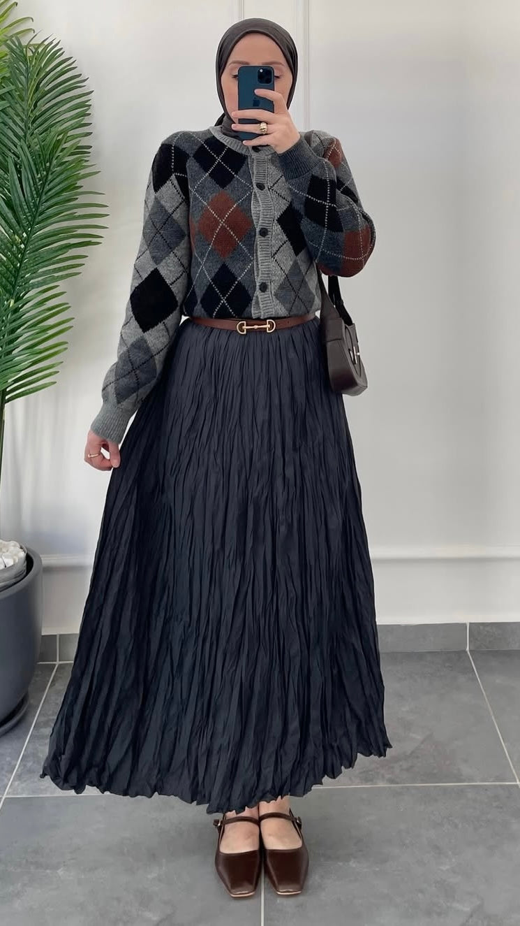 %100 Koton Kraş Etek Antrasit