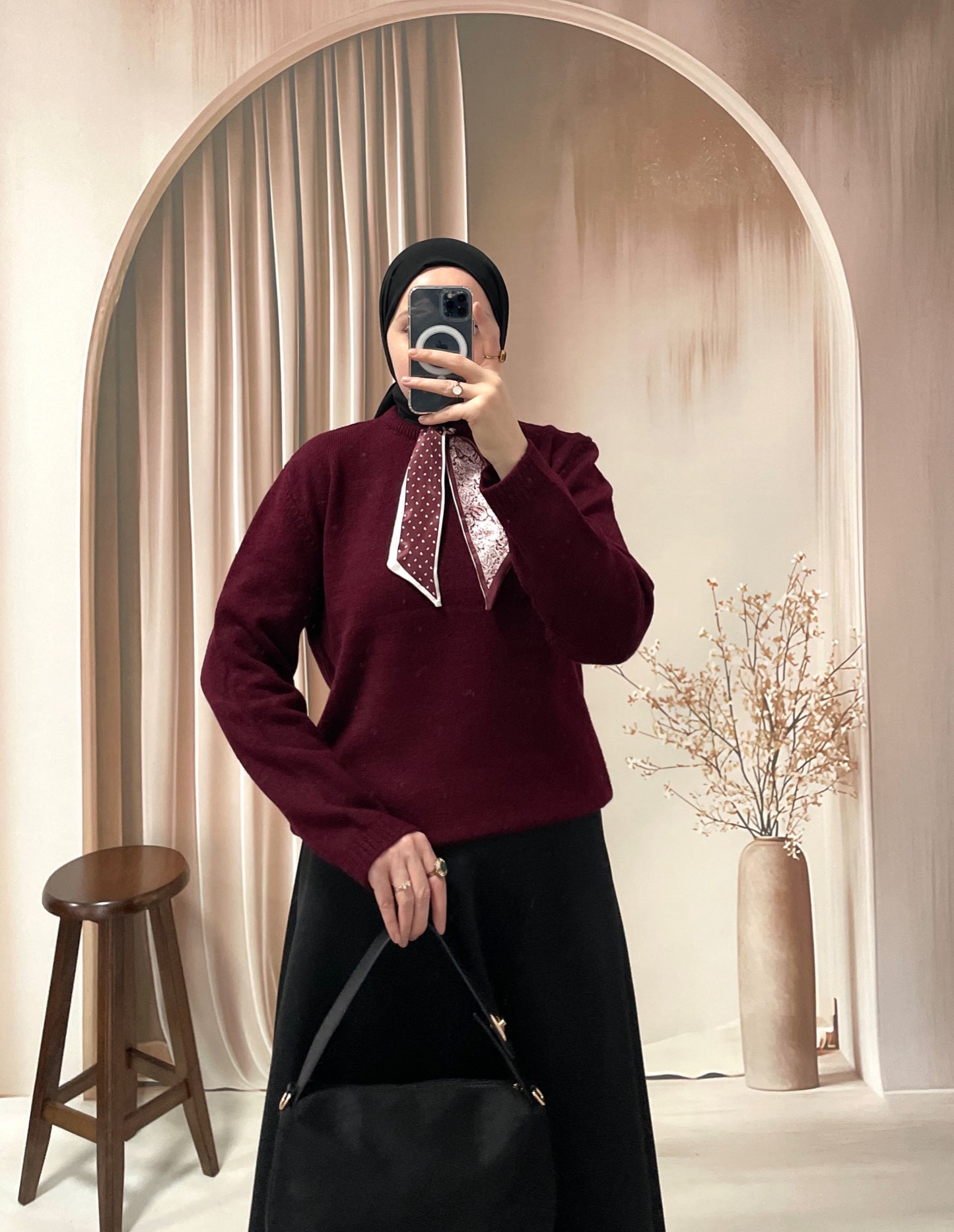 Flar Tasarım Peluş Kazak Bordo