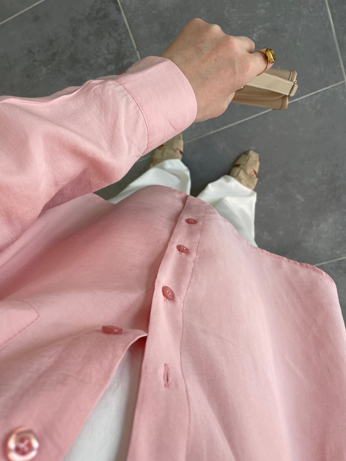 Basic Tencel Gömlek-Pudra