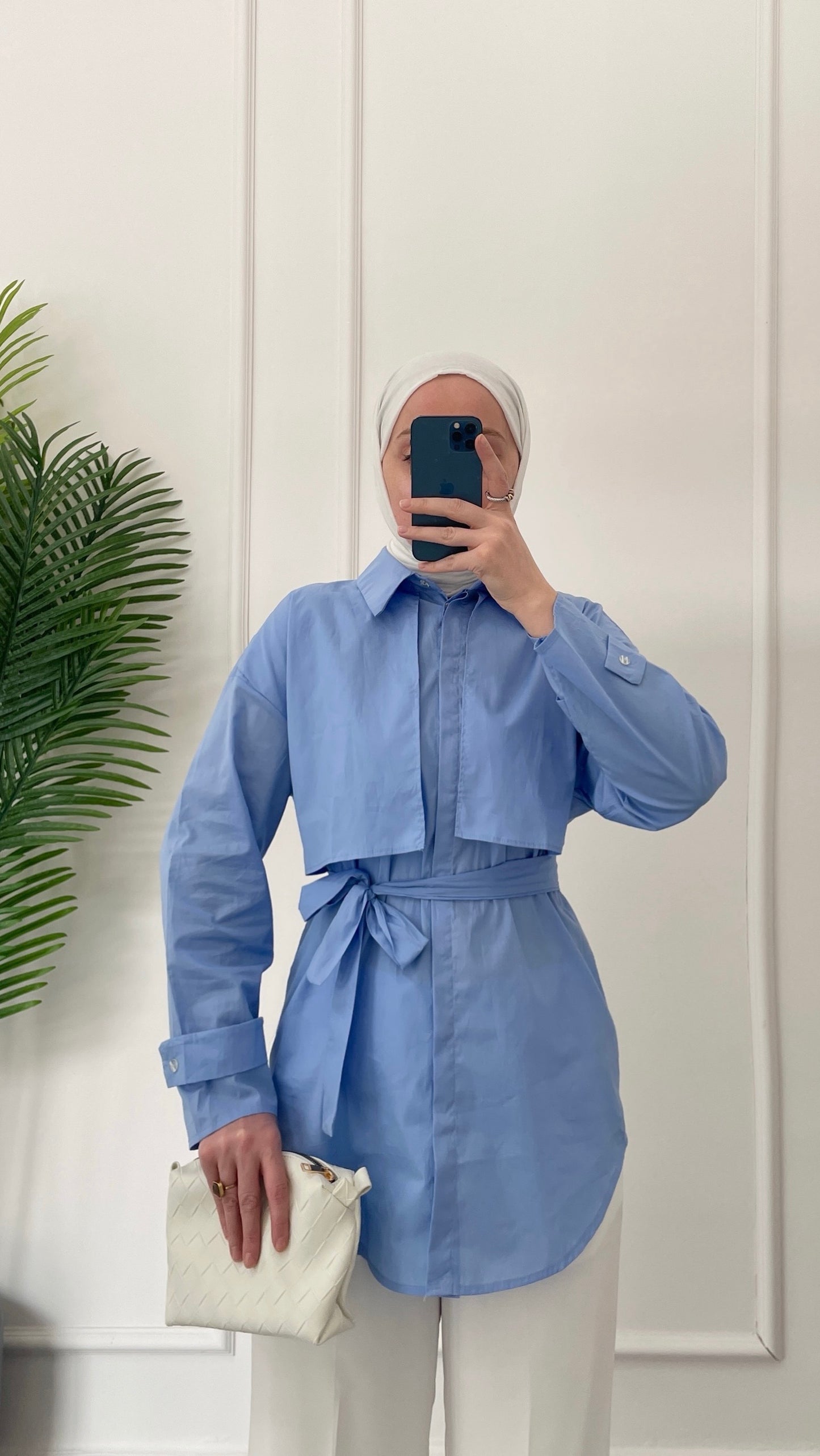 Ceket Tasarım Poplin Gömlek-Mavi