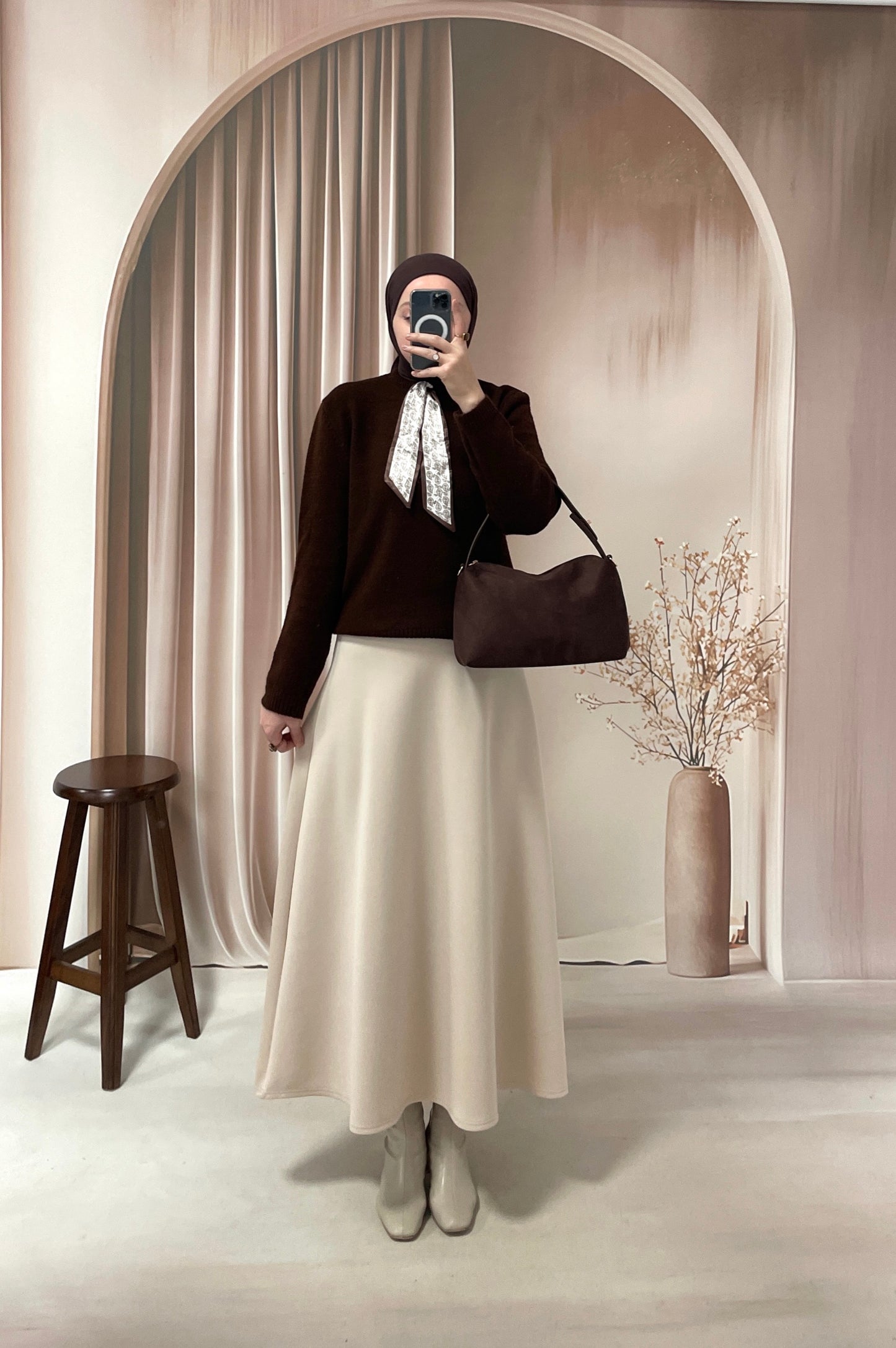 Flar Tasarım Peluş Kazak Acı Kahve