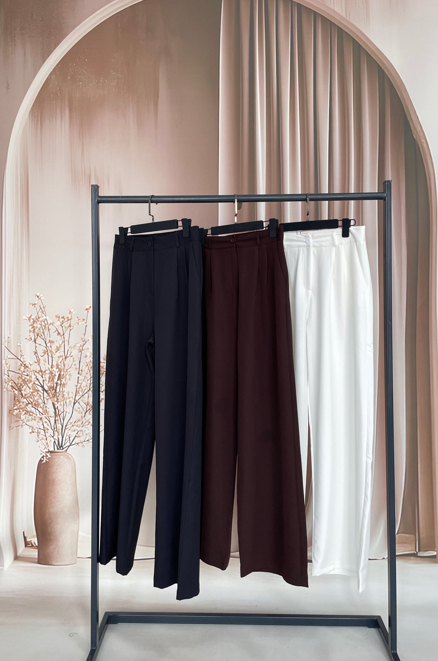 Dökümlü Krep Palazzo Beyaz