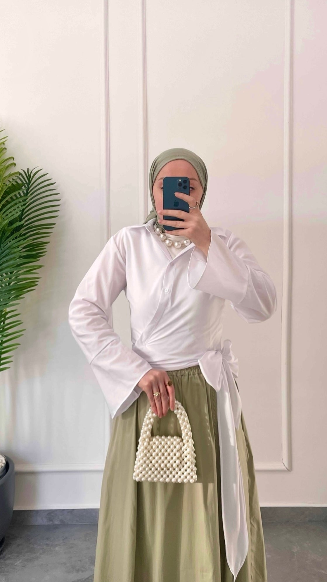 İspanyol Kol Bel Bağlamalı Gömlek-Beyaz