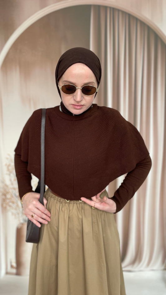 Pelerin Tasarım Kazak Acı Kahve