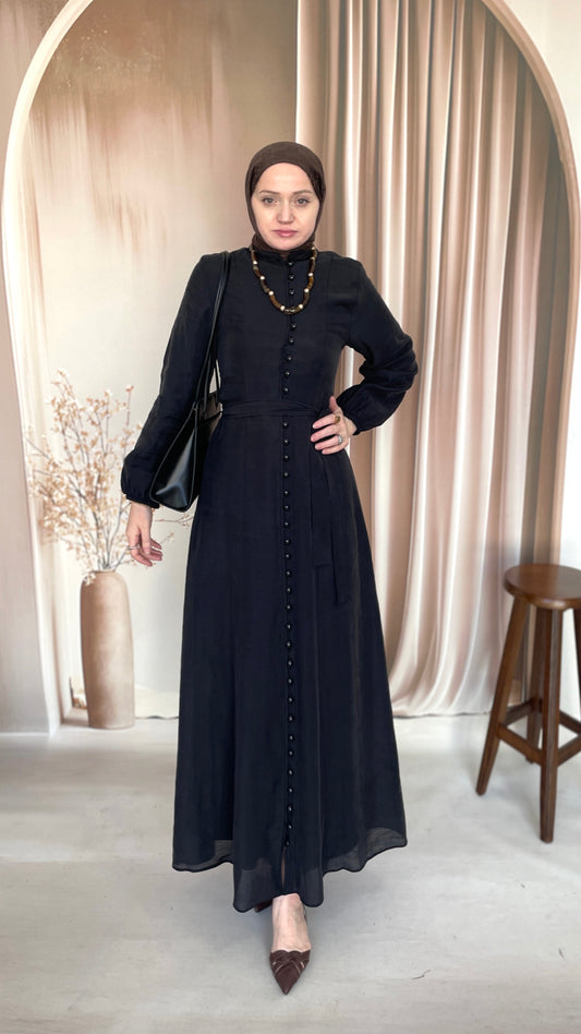 Premium Britli Elbise  Siyah