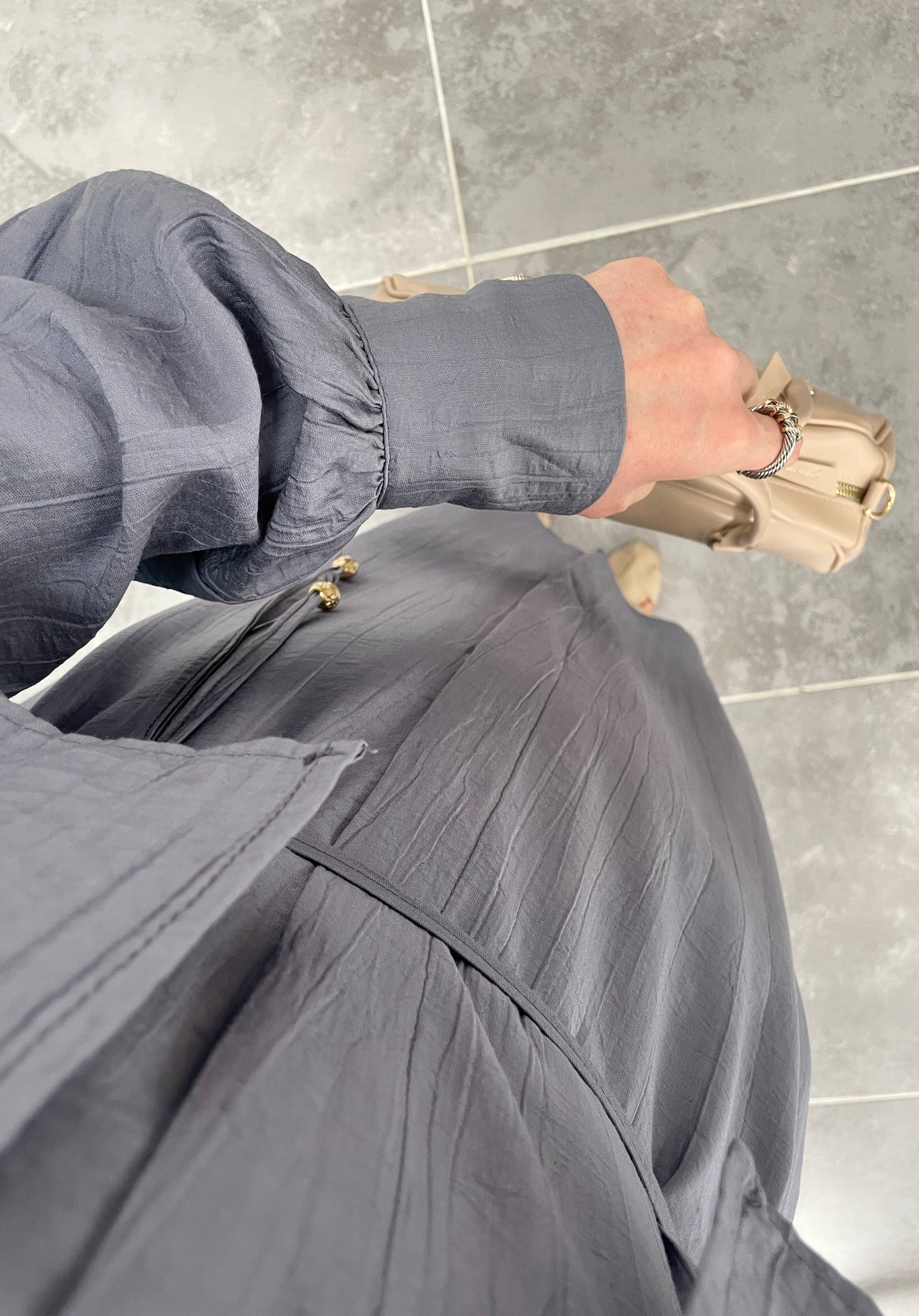 Çilek Kumaş Tunikli Takım-İndigo